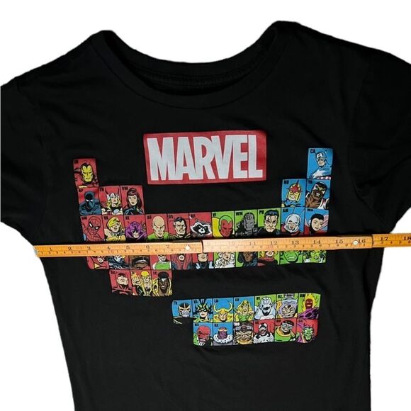 Marvel Periodic Table of Heroe Short Sleeve Black Graphic Tee. T-Shirt. Large. - Picture 5 of 9